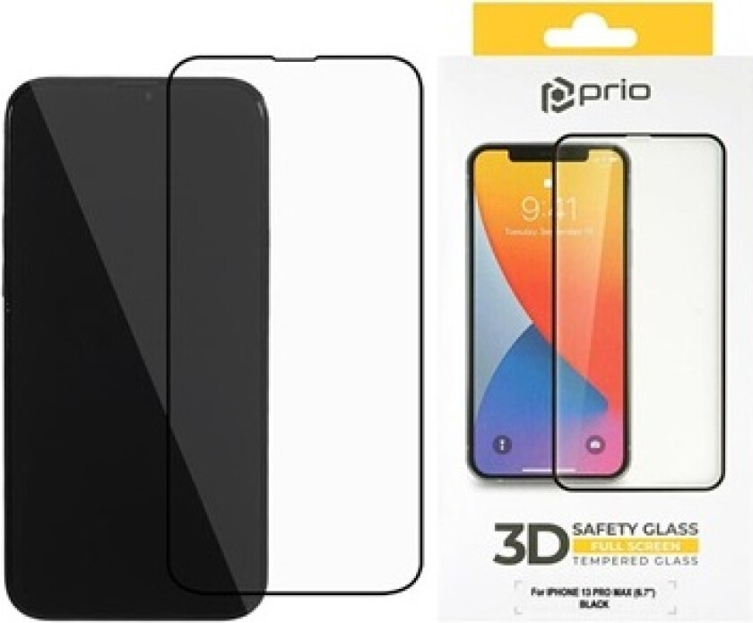 3D iPhone 13 Pro Max/14 Plus Skjermbeskyttere Panzerglass - Svart