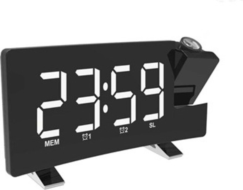 Tidsprojeksjon LED-Vekkerklokke med FM Radio