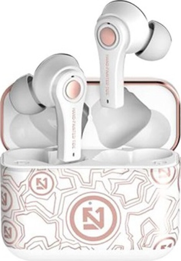 TS-100 Graffiti TWS Øretelefoner med Bluetooth 5.0 - Hvit / Roségull