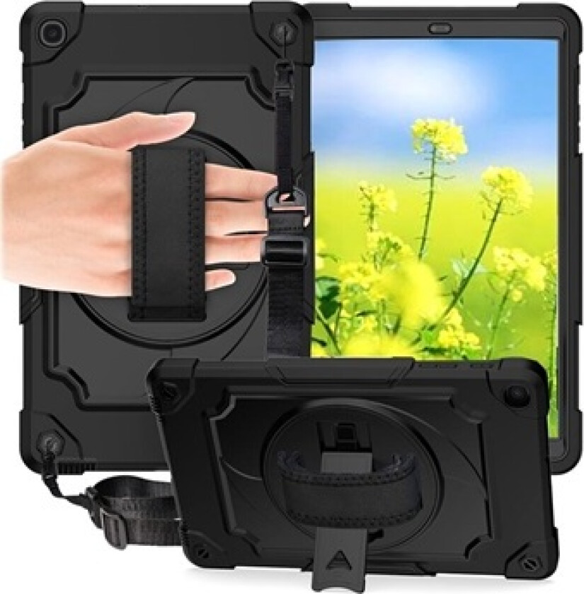 Samsung Galaxy Tab A 10.1 (2019) Heavy Duty 360 Deksel med Håndrem - Svart