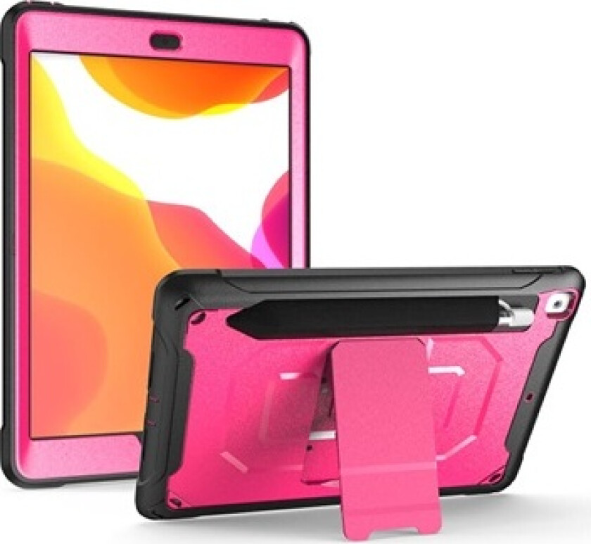 Rugged Series iPad 10.2 2019/2020/2021 Hybrid-deksel with Stativ - Varm Rosa
