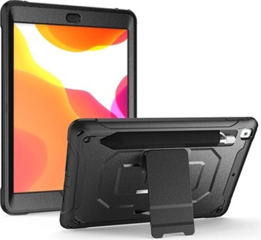 Rugged Series iPad 10.2 2019/2020/2021 Hybrid-deksel with Stativ - Svart