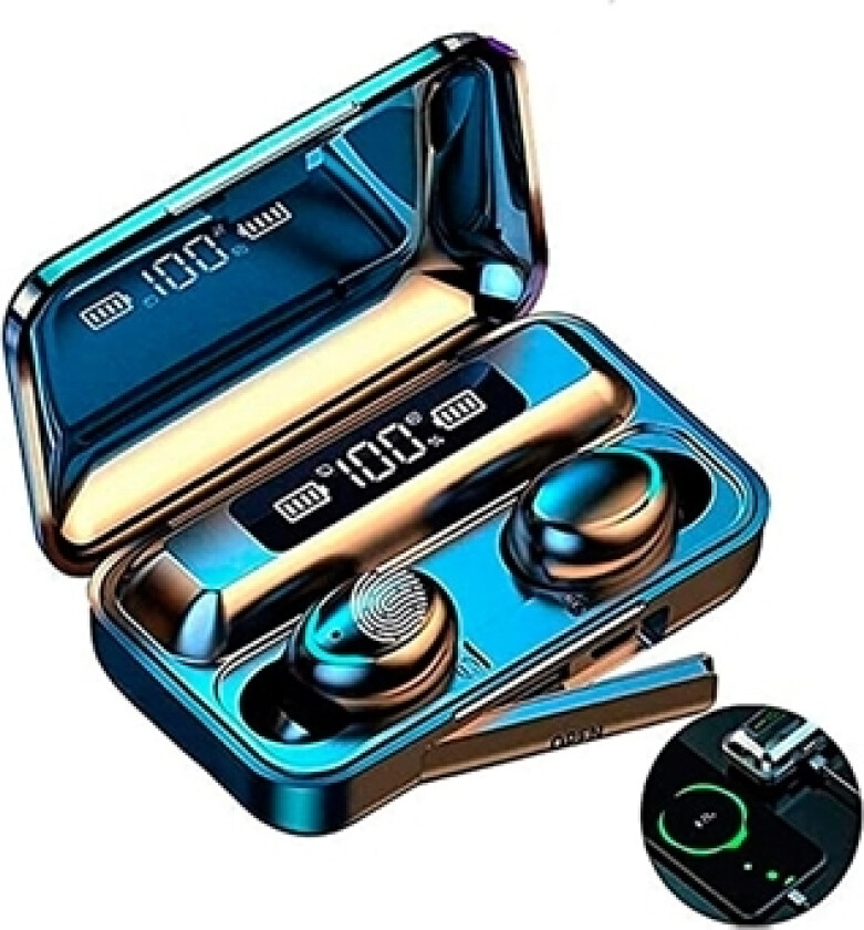 TWS F9 In-Ear Hodetelefoner med Ladedeksel - IPX4 - Svart