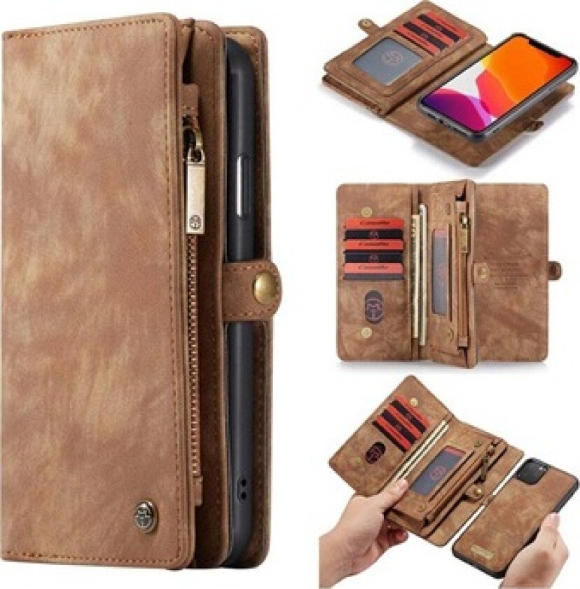 2-i-1 Multifunksjonell iPhone 11 Pro Max Lommebok-deksel - Brun