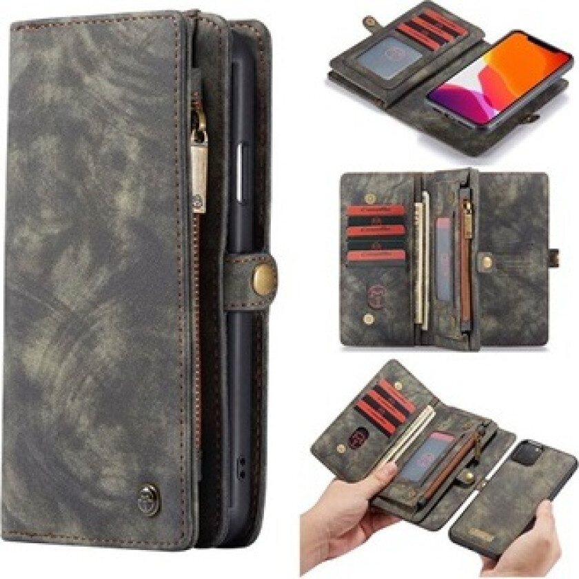 2-i-1 Multifunksjonell iPhone 11 Pro Max Lommebok-deksel - Svart