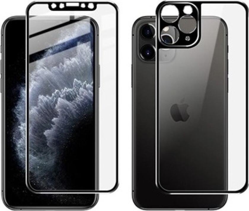 Metal iPhone 11 Pro Herdet Glass Beskyttelsessett - 9H - Svart