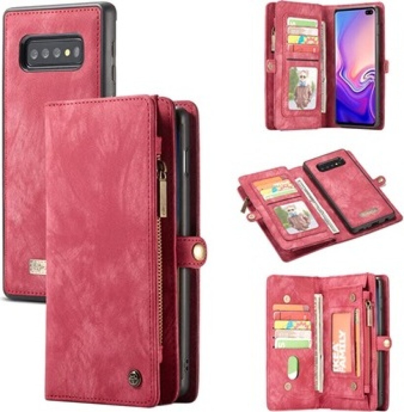 2-i-1 Multifunksjonelt Samsung Galaxy S10 Lommebok-deksel - Rød