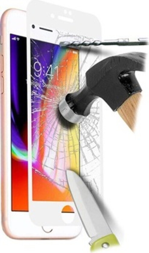 6D Full Dekning iPhone 7 / iPhone 8 Skjermbeskyttere Panzerglass - Hvit