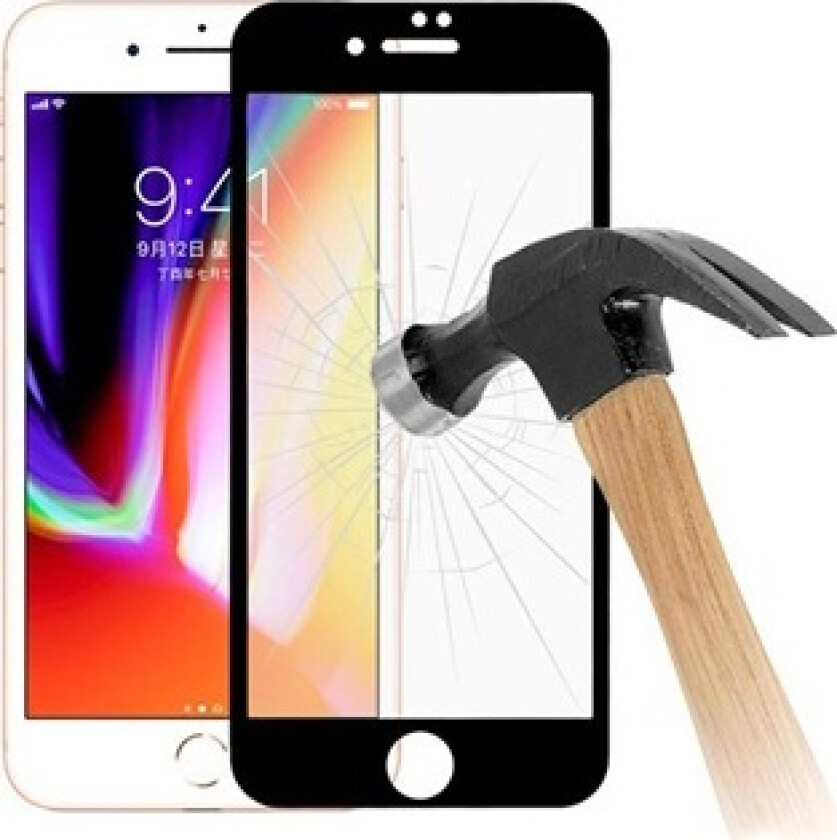 6D Full Størrelse iPhone 7 Plus / 8 Plus Skjermbeskyttere Panzerglass - Svart
