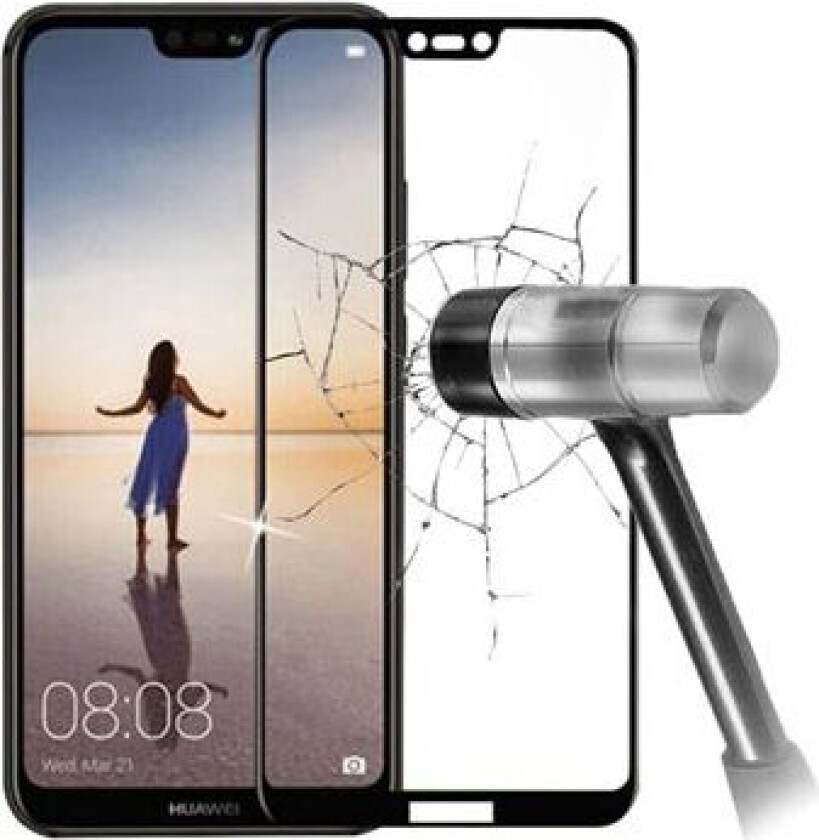 5D Full Størrelse Huawei P20 Lite Skjermbeskyttere Panzerglass - Svart