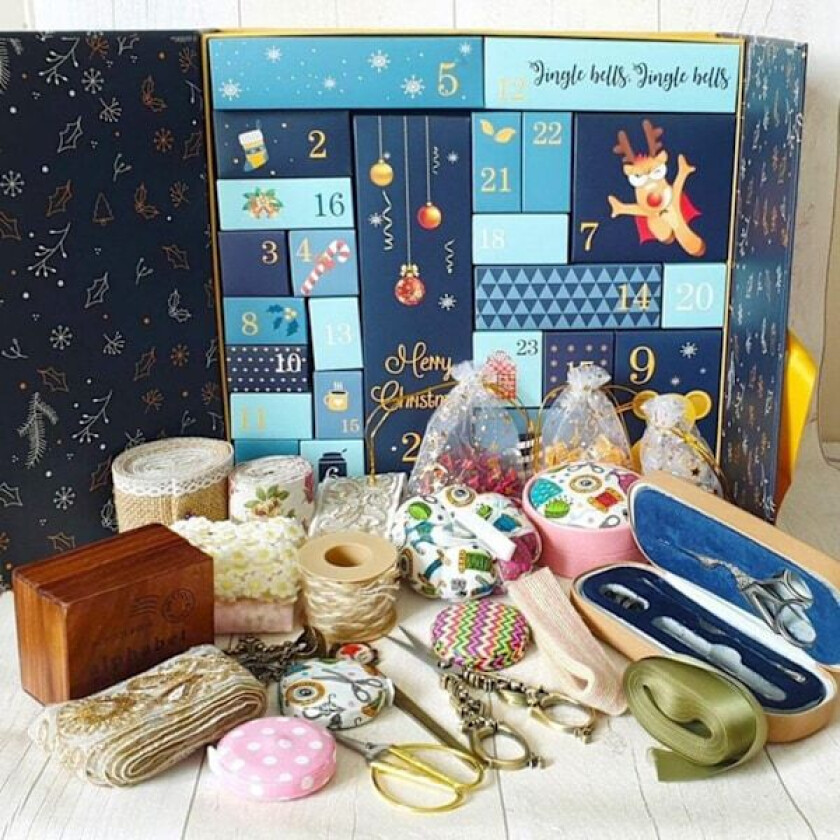 2023 Adventskalender - 24 dager med sytilbehør, julekalender med mystiske gaver