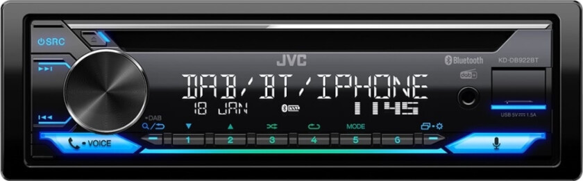 Jvc Kd-Db922bt - Vogn - Cd-Mottaker - I Instrumentbordet - Enkelt-Din - 50 Watt X 4