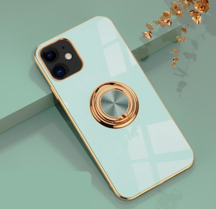 Luksuriøst stilig deksel iPhone 12 Pro Max med ringstativfunksjon Gull LightBlue one size