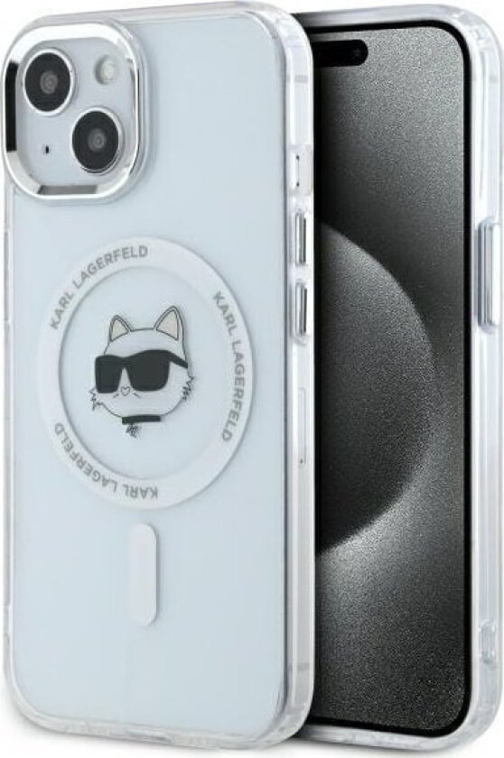 Klhmp15mhlschh Iphone 15 Plus 6.7" Biay/White Hardcase Iml Metal Choupette Head Magsafe