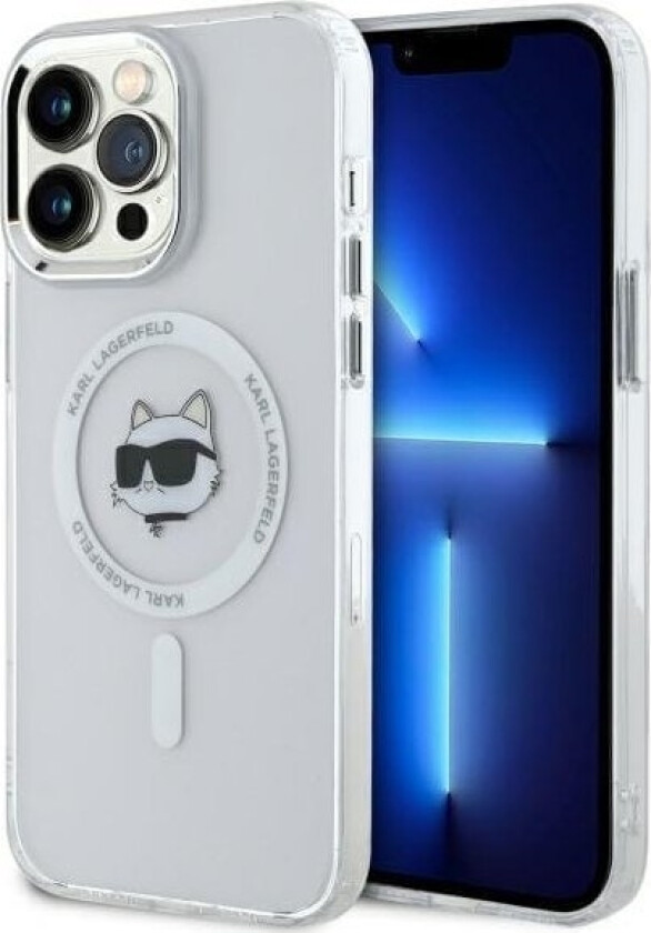Klhmp13xhlschh Iphone 13 Pro Max 6.7" Biay/White Hardcase Iml Metal Choupette Head Magsafe