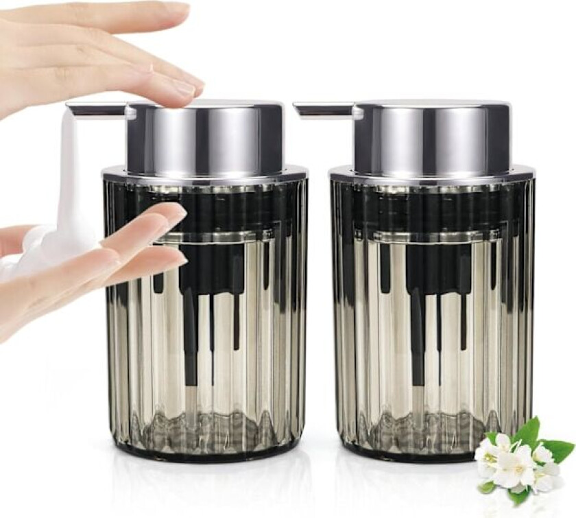 2-pakks skummende såpedispenser - Gjennomsiktig akryl skummende håndsåpedispenser for bad, moderne etterfyllbar Clear Grey