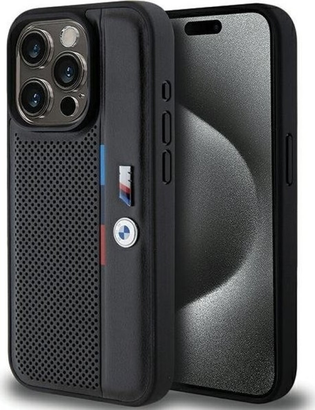 Bmw Etui Bmw Bmhcp15l23pupvk Iphone 15 Pro 6.1" Czarny/Black Hardcase Perforated Tricolor Line