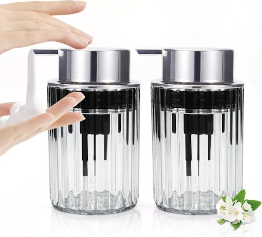 2-pakks skummende såpedispenser - Gjennomsiktig akryl skummende håndsåpedispenser for bad, moderne etterfyllbar Clear