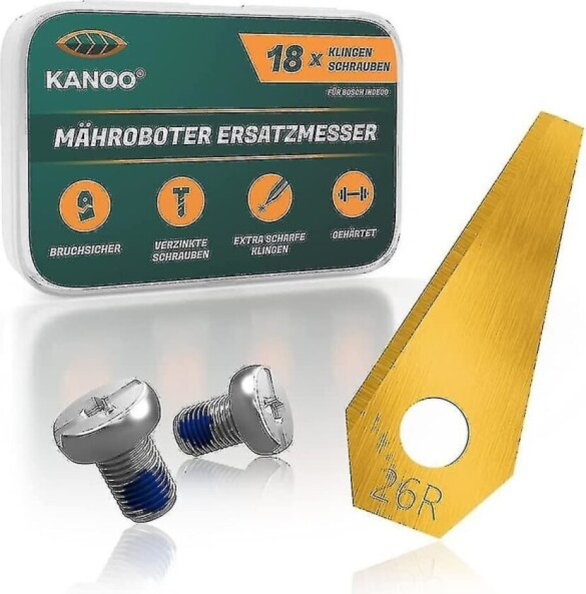 18 Pakk Titan-erstatningsblad for Bosch Indego robotgressklippere