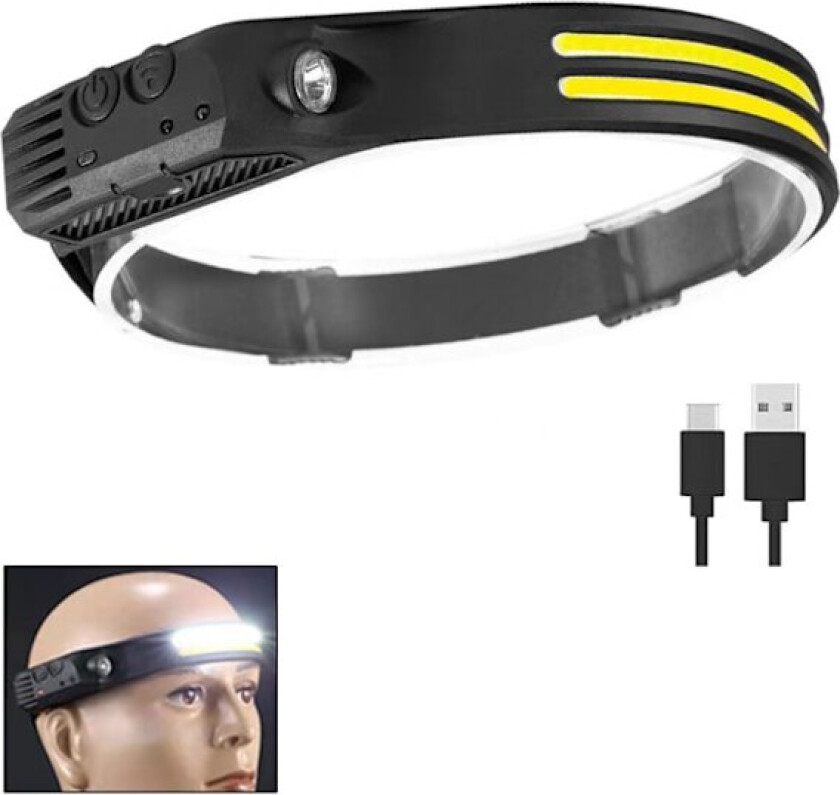 Hodelykt Oppladbar, 1000 Lumen 230° Bred Stråle Super Lys Hodelykt med Håndfri Sensor, Led Hodelykt 1500mAh IPX5 Vanntett Lett