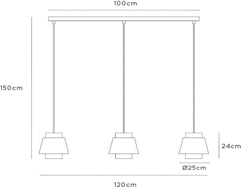 Tribute hengelampe, 3 lyskilder, lineær, tekstil, beige