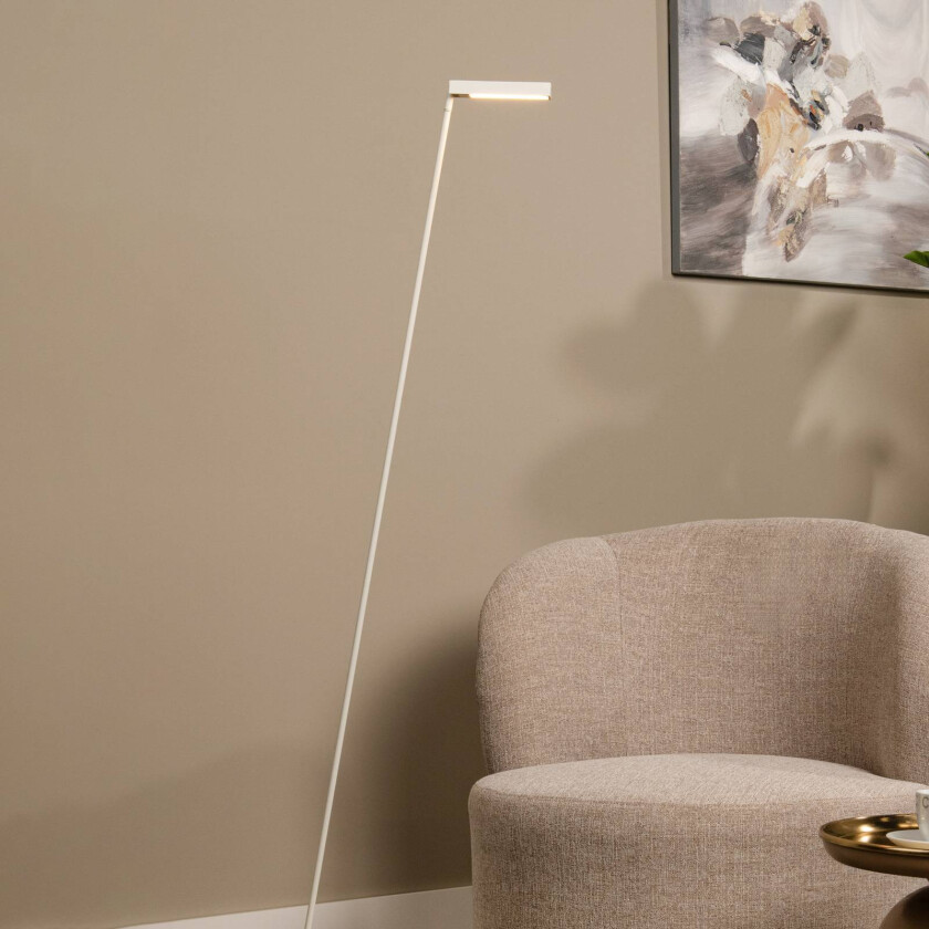Lavale LED-gulvlampe, hvit, dimbar, høyde 138 cm