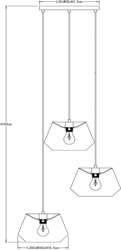Jessica hengelampe, 3 lyskilder, svart, Ø 30 cm, bomull