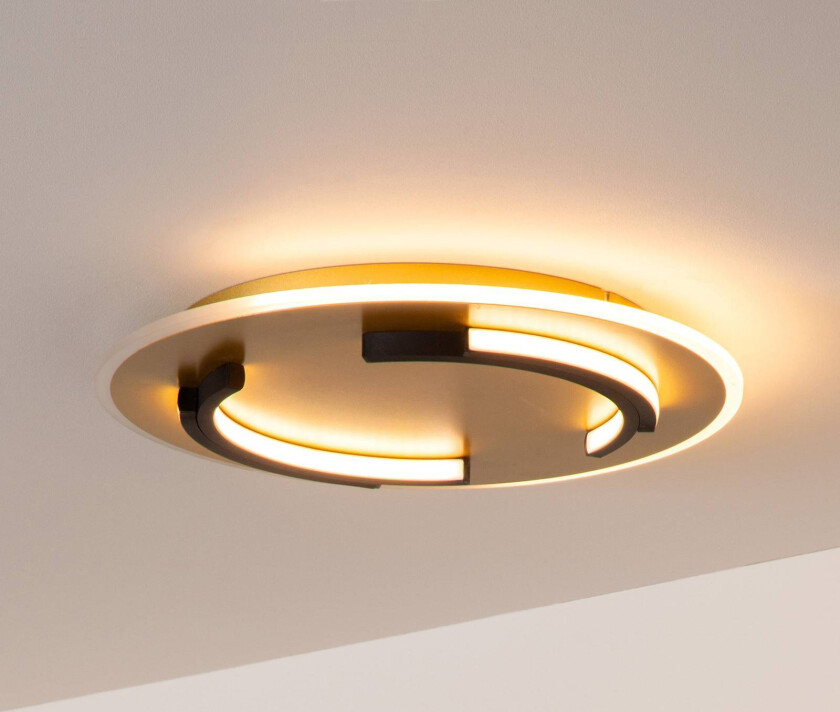 LED-taklampe Andreas, rund, Ø 40 cm, gull matt