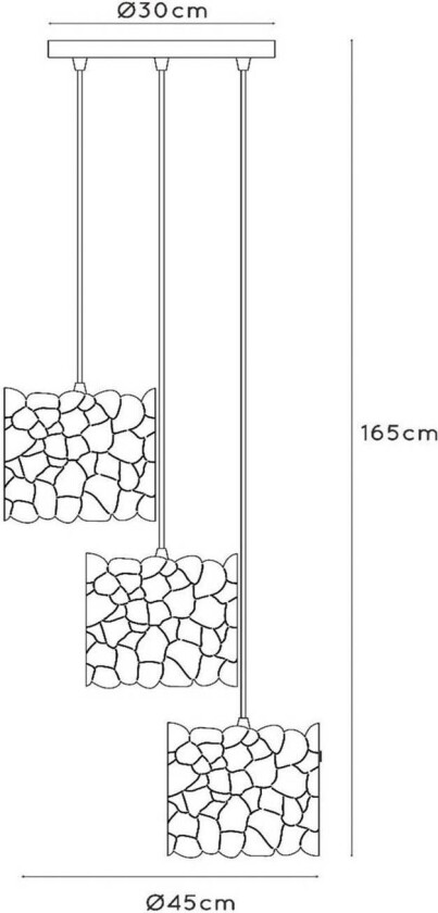 Almelo hengelampe, 3 lyskilder, rund, svart/gull, metall
