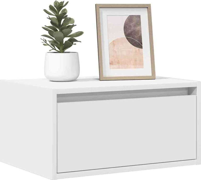 Vegghengt nattbord med LED-lys hvit