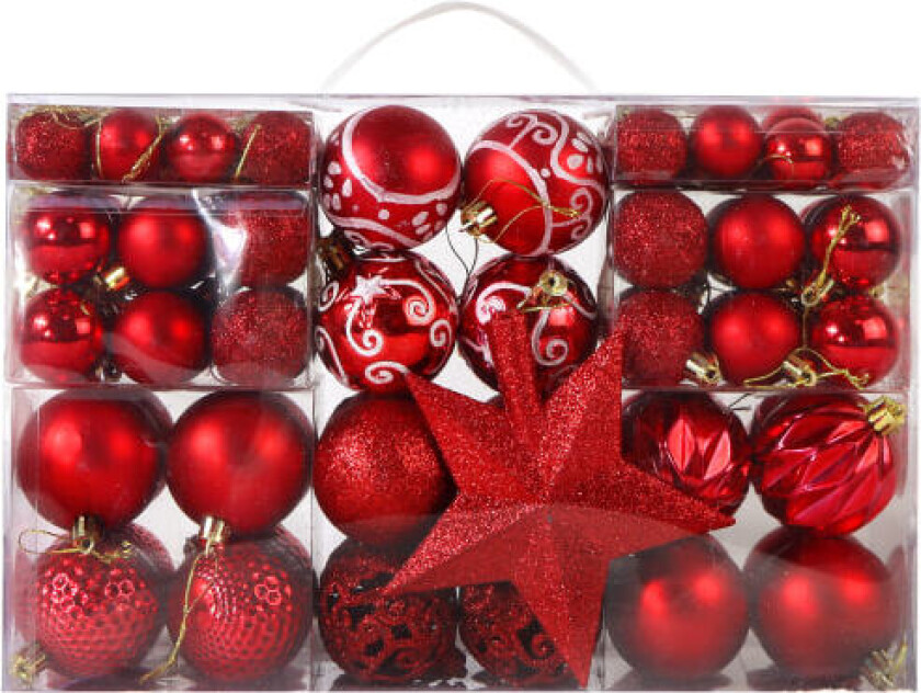 Julekuler, Retro Rød Gull Knusebestandig Hengende Kuler