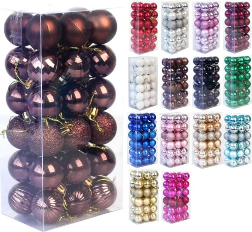 Julekule Shatterproof juletre dekorasjonskule Julekule ornamenter 1,6\" (4 cm) 36-delt sett (kaffe julekuler)"