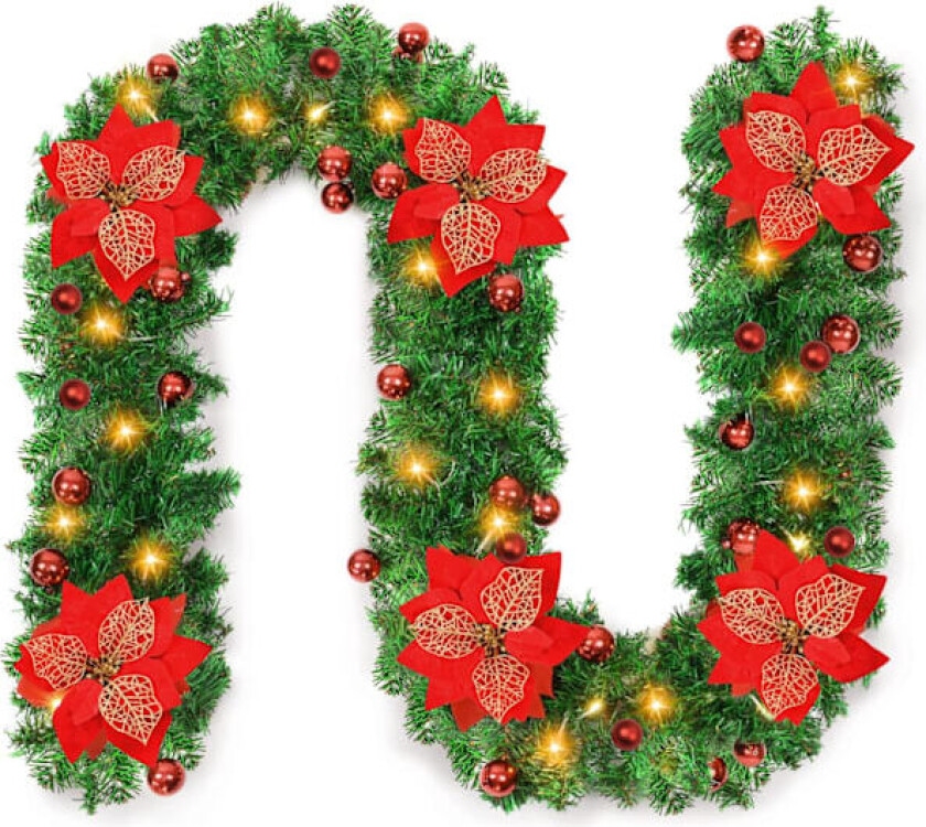 Julegirlander med lys, forhåndsopplyst kunstig julekrans