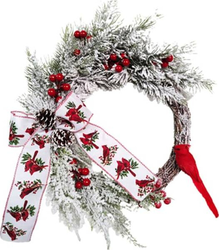 Julekrans 18in hengende kunstig bowknot rød bær kardinal krans julekrans for ytterdørvindu fest samle gårder