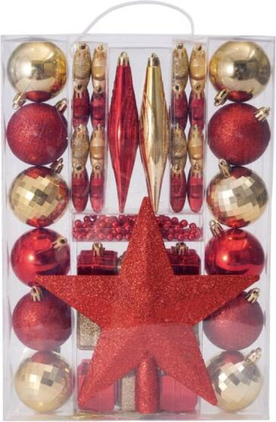 43 stk Røde Julekuler – Uknuselig Plast Julekuler