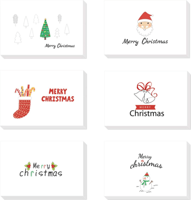 24 stk julekort eller gratulasjonskort, håndlagde gratulasjonskort med tomme konvolutter, tomme konvolutter og klistremerker, gode julekort, designer Chris