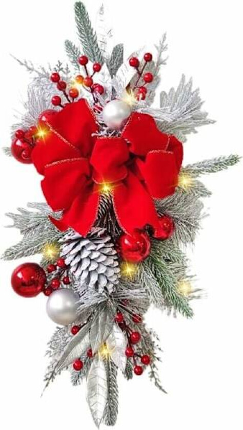 Dråpeformet julekrans med lys, forhåndsopplyst juletregirlander