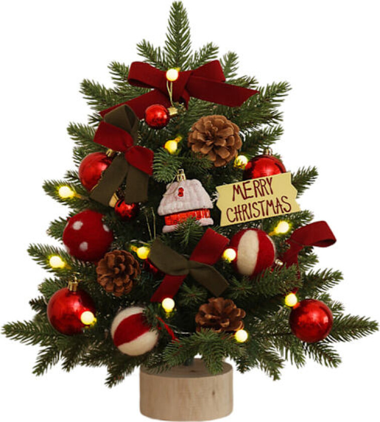 Små Kunstige Jultrær, Bordplate Mini Juletre, Forhåndslyste Juletre Skrivebordsdekorasjoner til Jul