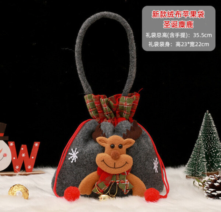 Mub- Jul epleveske gavepose Juleaften Frukt emballasjepose godteri gave stoffpose gaveemballasje Ny flanellälg