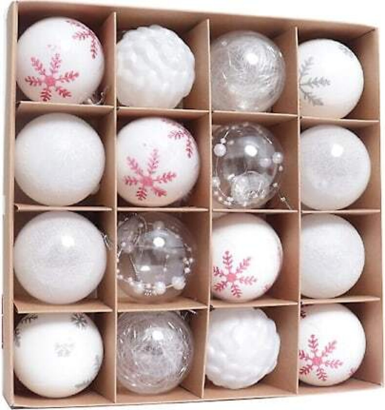 2024 Nye 16 stk 6cm Fargerike Julekuler Ornament Fest Henger Dekorasjon Julekuler Nyttårsgave Whiet A