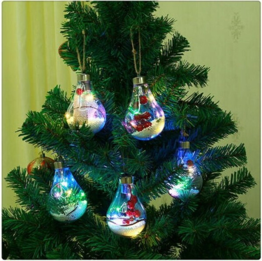 6-pakning klare LED julekulehengende ornamenter for juletre, bryllupsfest, bursdag