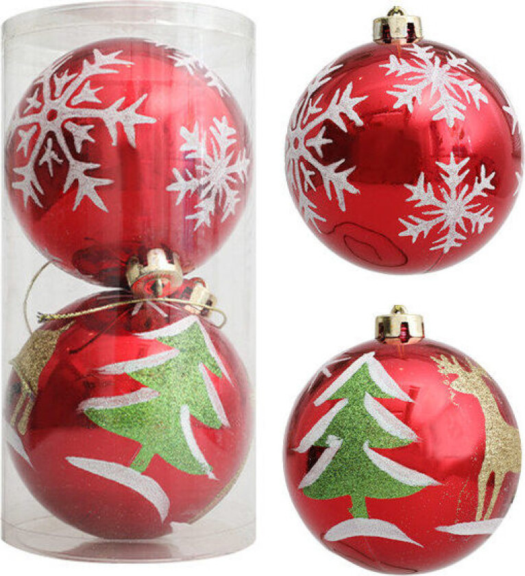 2 stk Julekuler i fargerike dekorasjoner for fest og hjem