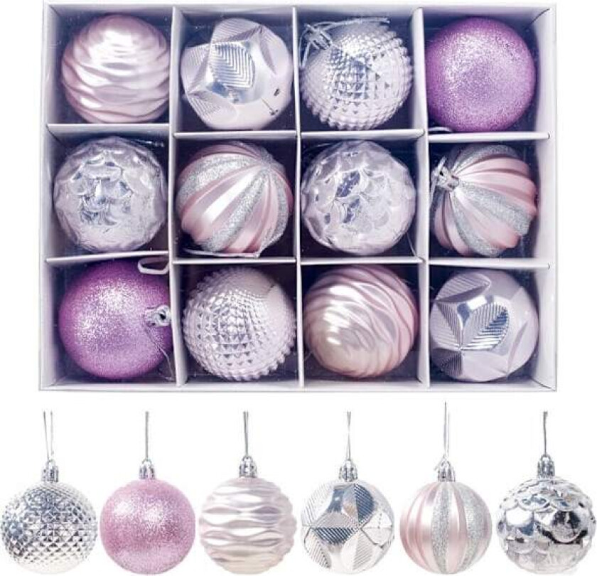 12 stk Julekule til Juletrepynt 2,36 tommer Gjenbrukbar Gaveboks for Høytid og Fest