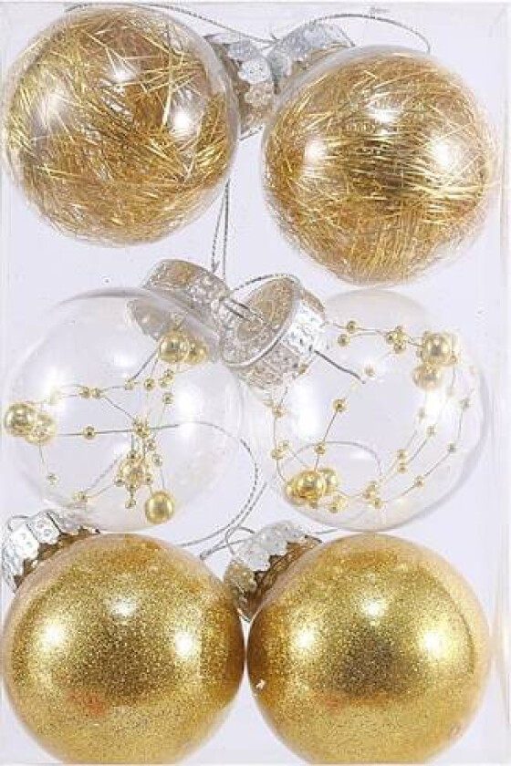 6cm dråpebestandige elastiske julekuler, 6 esker gjennomsiktige B