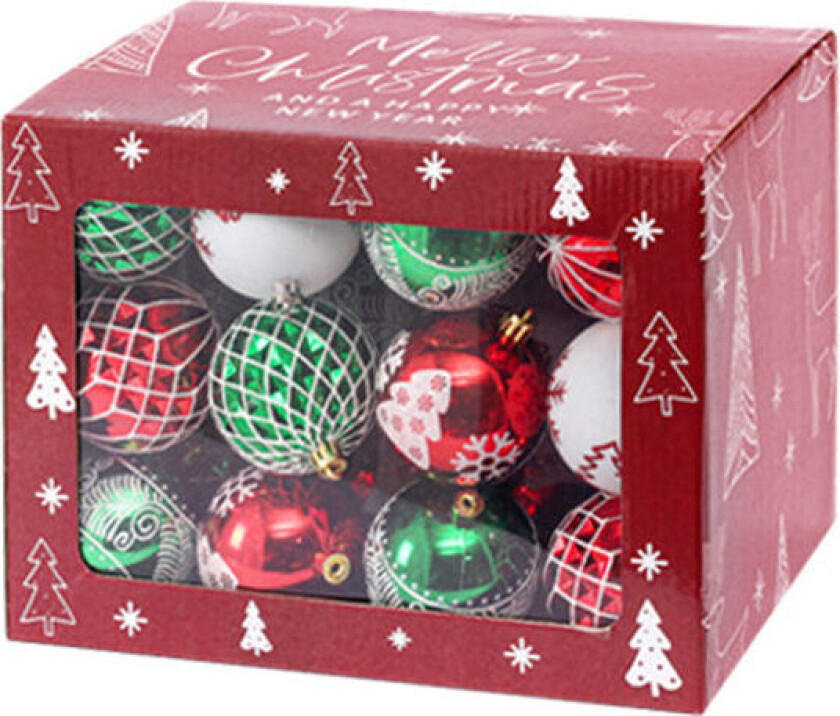 7cm/36 stk julekulepynt, julekuledekorasjon