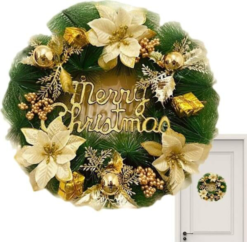 Julekrans til inngangsdøren | Fargerik vinterferiedekorasjon