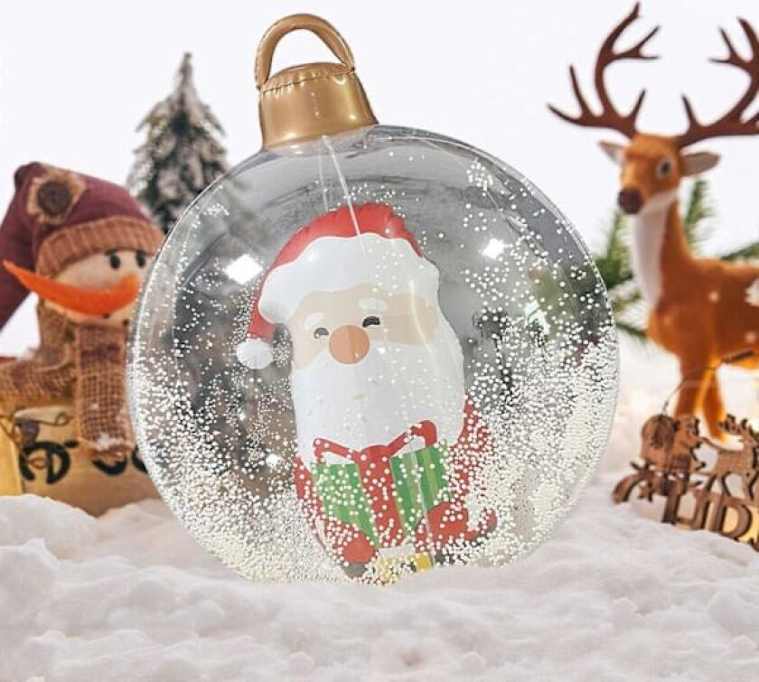 Julelys 2024 Julepynt Klokkeskule 60cm Utendørs Juleoppblåsbar Dekorert Kule PVC Oppblåsbar Julekule Juletre