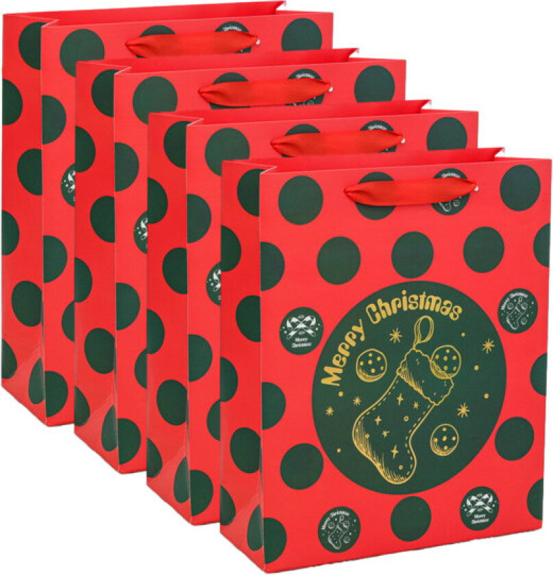 4 stk gullstempling gavepose med juleelementmønster Gavepose Barneleketøy bærepose