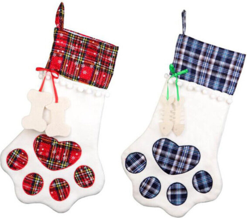 2 Julepyntartikler Julesokker Hundepoter Gavepose