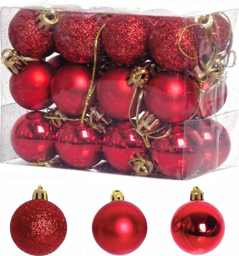 Julekuler, julepynt, 24 stk. knusebestandige hengende C